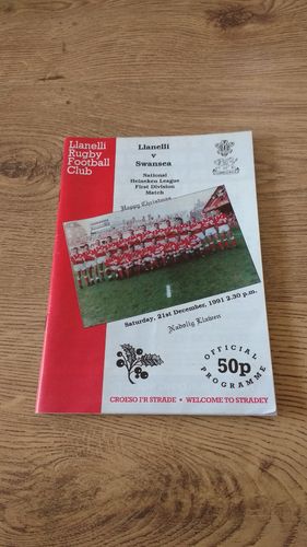 Llanelli v Swansea Dec 1991 Rugby Programme