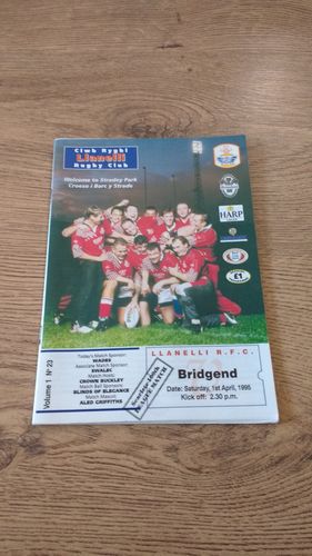 Llanelli v Bridgend Apr 1995 Rugby Programme