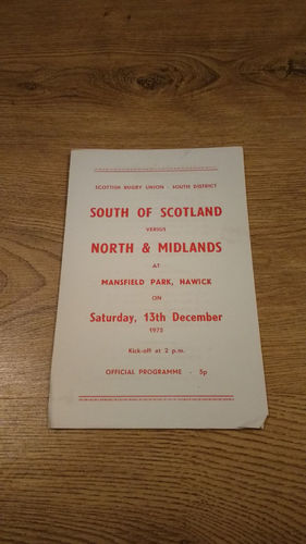South of Scotland v North & Midlands Dec 1975 Rugby Programme