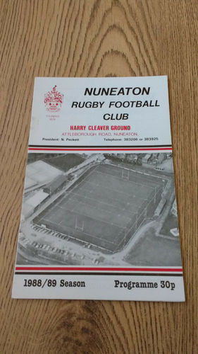 Nuneaton v Vale of Lune Nov 1988 Rugby Programme