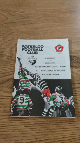 Waterloo v Leicester 1992 Pilkington Cup Rugby Programme