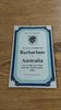 Barbarians v Australia 1984 Rugby Programme