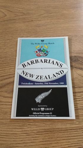 Barbarians v New Zealand 1989 Rugby Programme