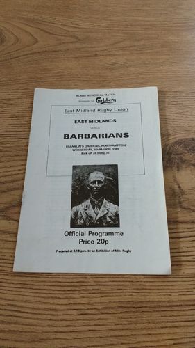 East Midlands v Barbarians 1985 Rugby Programme
