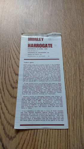 Morley v Harrogate Apr 1978 Rugby Programme