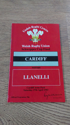 Cardiff v Llanelli 1985 Schweppes Cup Final Rugby Programme