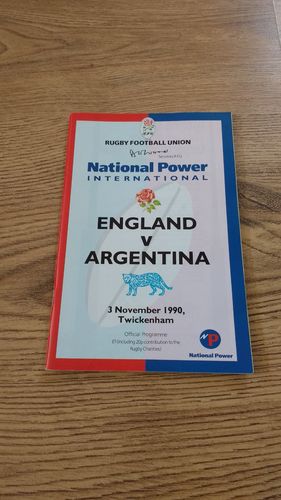 England v Argentina 1990 Rugby Programme