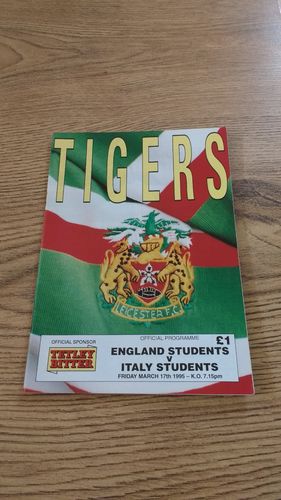 England Students v Italy Students 1995 Rugby Programme