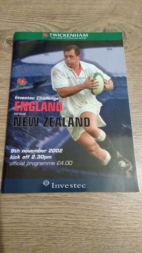 England v New Zealand 2002 Rugby Programme