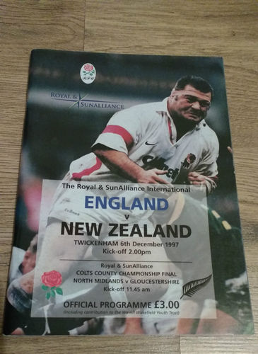England v New Zealand Dec 1997 Rugby Programme