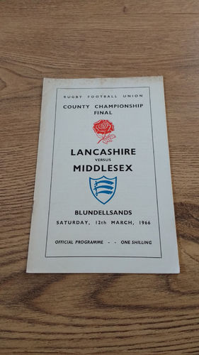 Lancashire v Middlesex County Final 1966 Rugby Programme