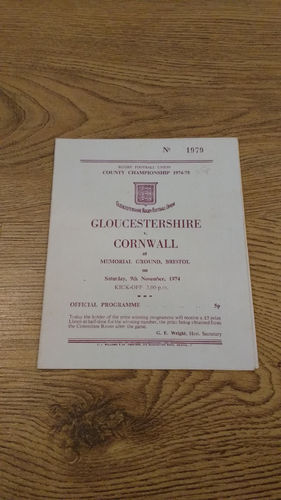 Gloucestershire v Cornwall 1974 Programme