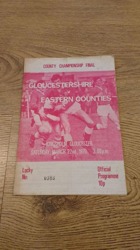 Gloucestershire v Eastern Counties 1975 Cup Final Rugby Programme