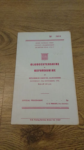 Gloucestershire v Oxfordshire County Championship Q-F 1976 Rugby Programme