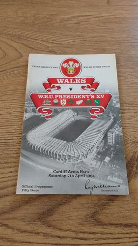 Wales v WRU President's XV 1984 Rugby Programme