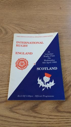 England v Scotland 1988 Fire Services Rugby Programme