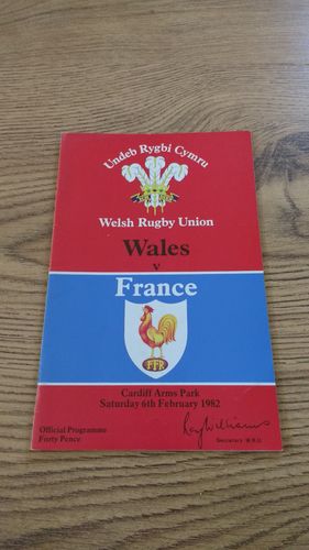 Wales v France 1982 Rugby Programme