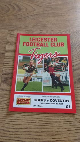 Leicester v Coventry Feb 1994 Rugby Programme