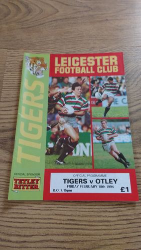 Leicester v Otley Feb 1994 Rugby Programme
