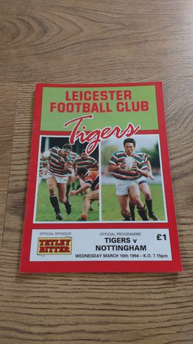 Leicester v Nottingham Mar 1994 Rugby Programme