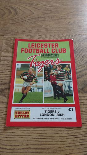 Leicester v London Irish Apr 1994 Rugby Programme