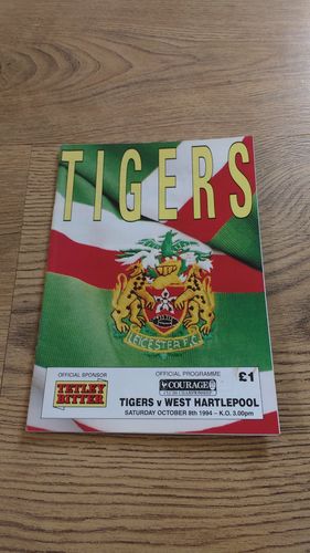 Leicester v West Hartlepool Oct 1994 Rugby Programme