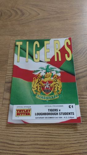 Leicester v Loughborough Students Dec 1994 Rugby Programme