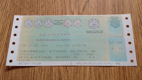 Leicester v Barbarians 1994 Rugby Ticket