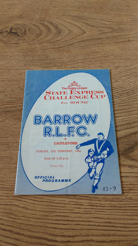 Barrow v Castleford Challenge Cup Feb 1983 RL Programme