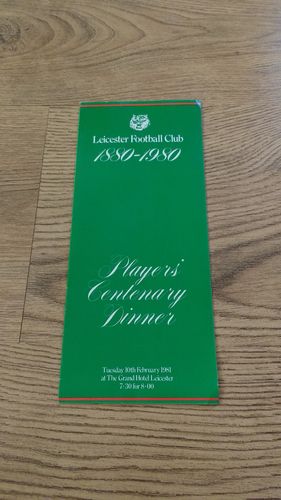 Leicester Rugby Club 1981 Players' Centenary Dinner Menu