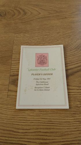 Leicester Rugby Club 1991 Players' Dinner Menu
