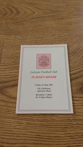 Leicester Rugby Club 1992 Players' Dinner Menu