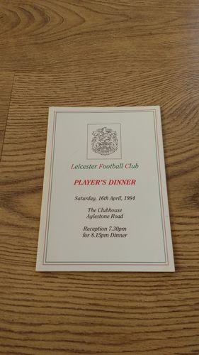 Leicester Rugby Club 1994 Players' Dinner Menu