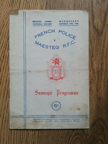 Maesteg v French Police Oct 1950 Rugby Programme