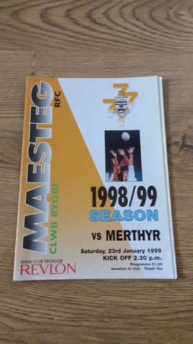 Maesteg v Merthyr Jan 1999 Rugby Programme