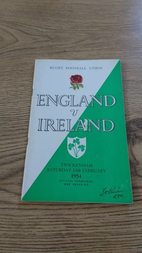 England v Ireland 1954 Rugby Programme