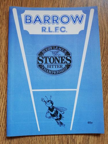 Barrow v Featherstone Rovers Jan 1990 Rugby League Programme