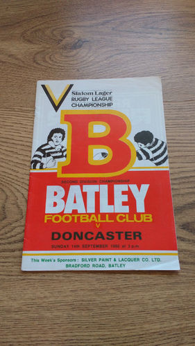 Batley v Doncaster Sept 1980 Rugby League Programme