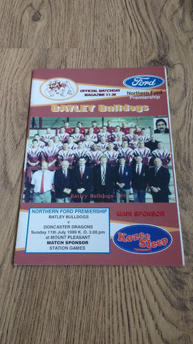 Batley v Doncaster July 1999 Rugby League Programme