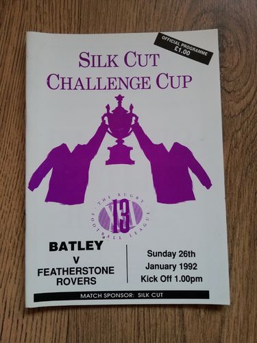 Batley v Featherstone Rovers Challenge Cup Jan 1992 Rugby Programme
