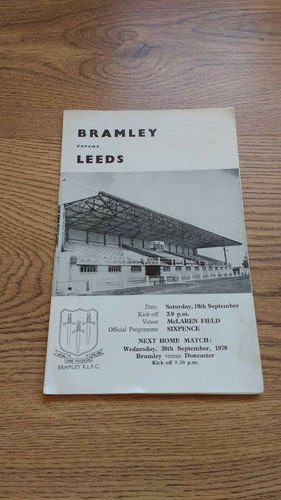 Bramley v Leeds Sept 1970 Rugby League Programme