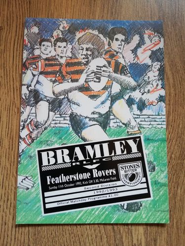 Bramley v Featherstone Rovers Oct 1992 Rugby League Programme
