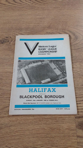 Halifax v Blackpool Borough Jan 1982 Rugby League Programme