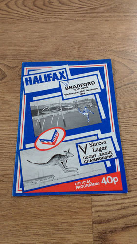 Halifax v Bradford Northern Dec 1984 Rugby League Programme