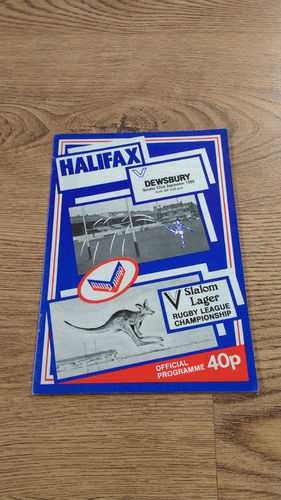 Halifax v Dewsbury Sept 1985 Rugby League Programme
