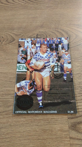 Halifax v Wakefield Trinity Yorks Cup Sept 1991 Rugby League Programme