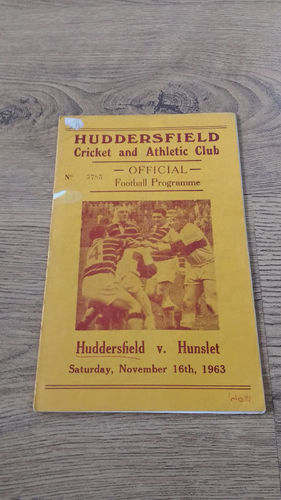 Huddersfield v Hunslet Nov 1963 Rugby League Programme