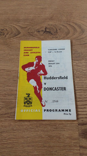 Huddersfield v Doncaster Yorks Cup Aug 1972 Rugby League Programme