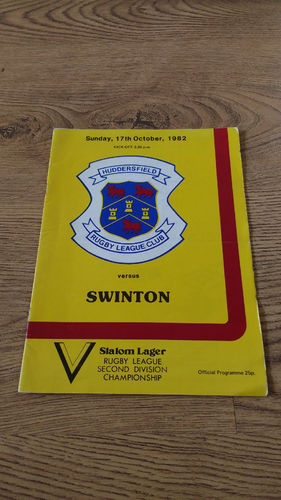 Huddersfield v Swinton Oct 1982 Rugby League Programme