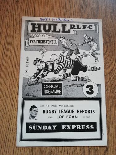 Hull v Featherstone 1954 Rugby League Programme